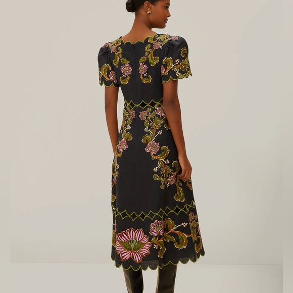 Farm Rio Black Ravenala Short Sleeve Maxi Dress M - Picture 2 of 2